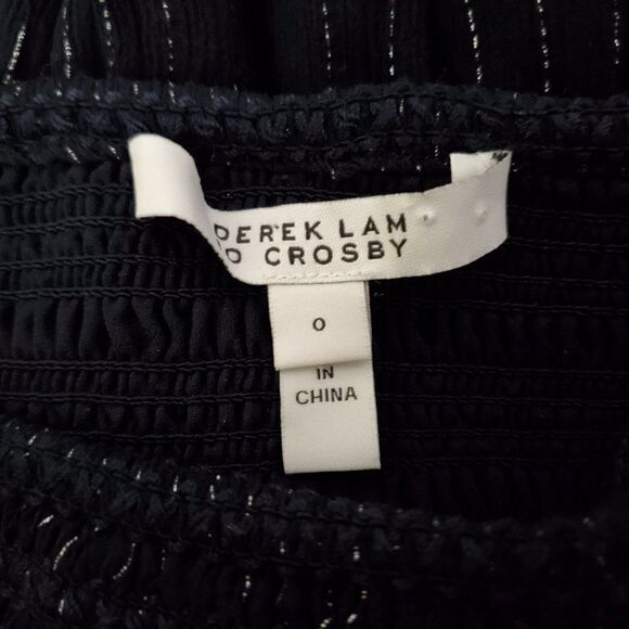 𝅺DEREK LAM 10 CROSBY blue silver metallic silk skirt 0 - Picture 5 of 6